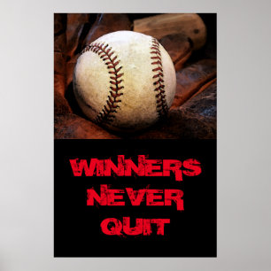 Poster Les gagnants ne cessent jamais de baseball inspiré