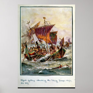 Poster Les galeries d'Alfred attaquant le dragon viking