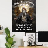 Poster Les Gens Me Traitent Comme Un Dieu - Citation Divi (Bureau à domicile)