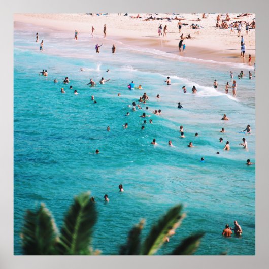 Poster Les gens qui nagent sur la plage (Devant)