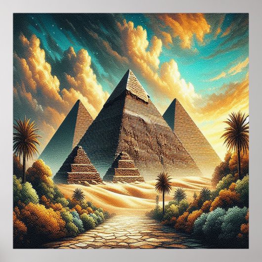 Poster Les Grandes Pyramides de Giza Egypte Voyage (Devant)