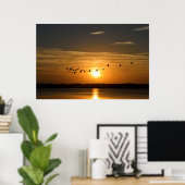 Poster Les Grands Hérons Au Coucher Du Soleil (Bureau à domicile)
