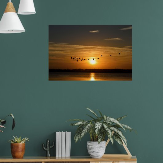 Poster Les Grands Hérons Au Coucher Du Soleil (Salon 1)