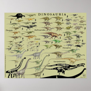 Poster Les groupes de dinosaure mesurent le diagramme