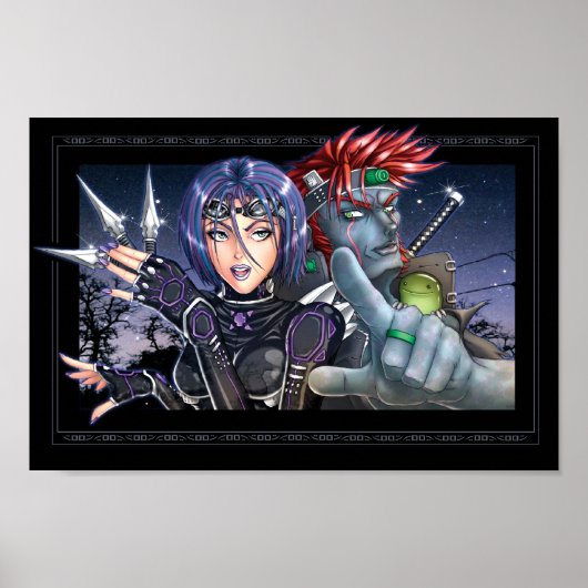 Poster Les guerriers mangas (Devant)