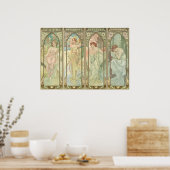 Poster LES HEURES DU JOUR - Mucha (Cuisine)