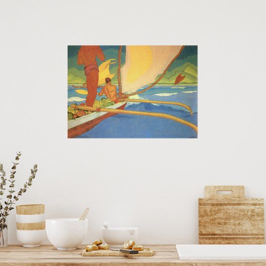 POSTER LES HOMMES DANS UN CANOÉ OUTRIGGER SE SONT DIRIGÉS (Cuisine)