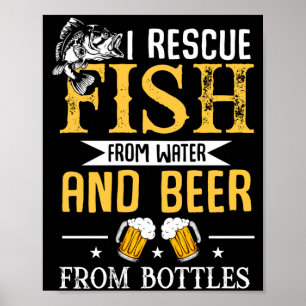 Poster Les hommes sauvent des poissons de l'eau et de la