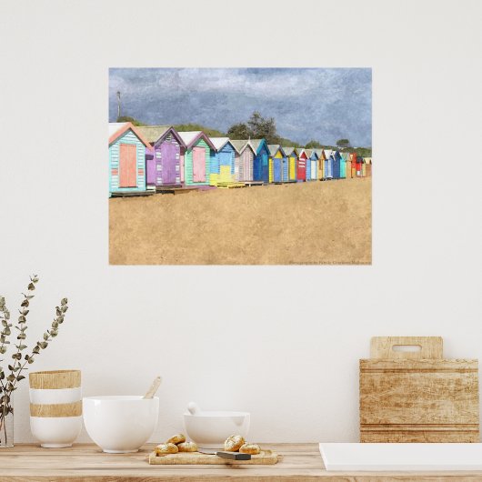 Poster Les huttes de plage de Brighton (Cuisine)