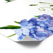 Poster Les Hydrangeas Bleus Trouvent Votre Table Ici (Coin)