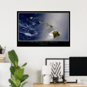 Poster Les îles d'Hawaii de l'espace Carte satellite (Bureau à domicile)