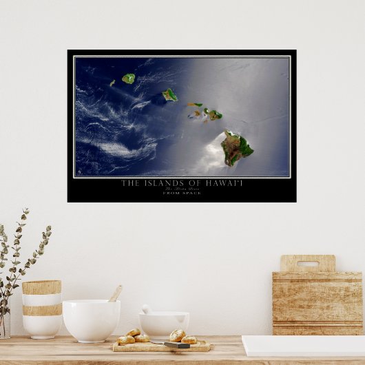 Poster Les îles d'Hawaii de l'espace Carte satellite (Cuisine)