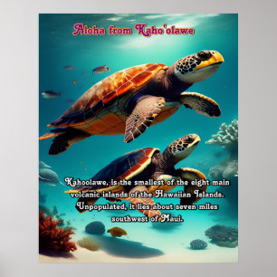 Poster Les îles Hawaii Kahoolawe Aloha