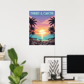 Poster Les îles Turques et Caïques coucher de soleil trop (Bureau à domicile)