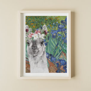 Poster Les iris et la lama fantaisie de Van Gogh