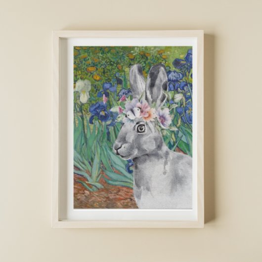 Poster Les iris et lapin fantaisie de Van Gogh