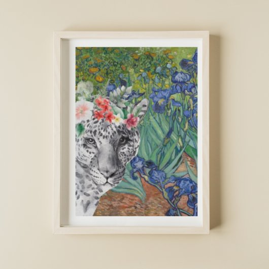 Poster Les iris et le léopard fantaisiste de Van Gogh