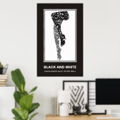 Poster Les jambes florales de la femme blanche noire moti (Bureau à domicile)