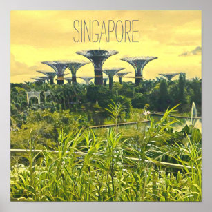 Poster Les jardins de Singapour dans la baie
