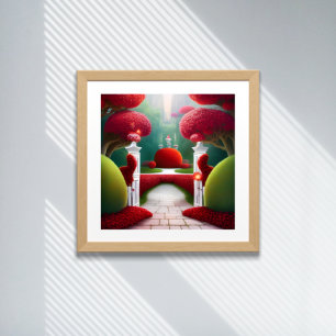 Poster Les jardins rouges des pays des merveilles