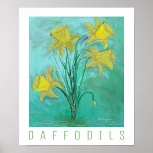 Poster Les jonquilles au printemps. Peinture acrylique et (Devant)