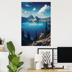 Poster Les lacs de cratère Bleu paisible