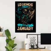 Poster Les Légendes Sont Nées En Janvier (Bureau à domicile)
