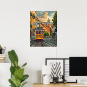 Poster Les lignes de tramway de Lisbonne : Naviguer sur l (Bureau à domicile)