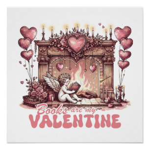 Poster Les livres sont ma Saint Valentin