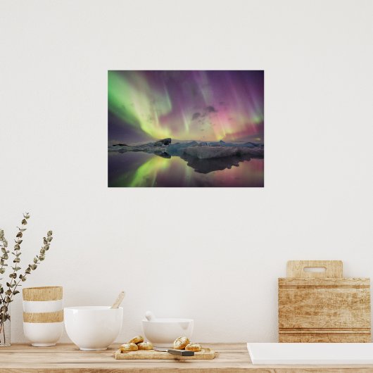 Poster Les lumières d'Aurora se reflètent dans la lagune (Cuisine)