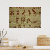 Poster Les lutteurs, détail de la peinture murale du tomb (Cuisine)