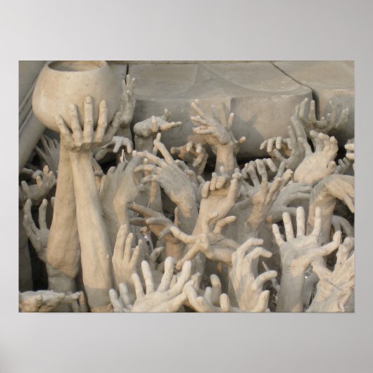 Poster Les mains à Wat Rong Khun (Devant)