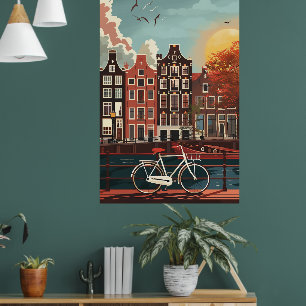 Poster Les maisons du canal d'Amsterdam