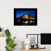 Poster Les maisons du canal d'Amsterdam la nuit (Bureau à domicile)