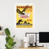 Poster Les Marines américains défendent l'Amérique (Bureau à domicile)