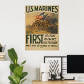 Poster Les Marines des Etats-Unis d'abord à combattre en  (Bureau à domicile)