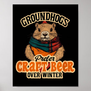 Poster Les marmottes préfèrent la bière artisanale à l'hi