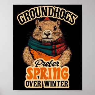 Poster Les marmottes préfèrent le printemps à la journée