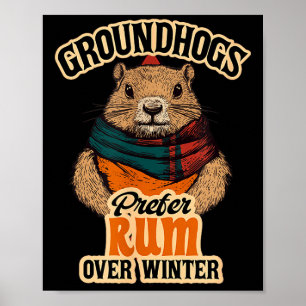 Poster Les marmottes préfèrent le rhum à l'hiver 