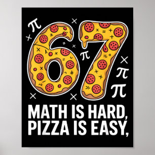 Poster Les maths sont difficiles, la pizza est facile, jo