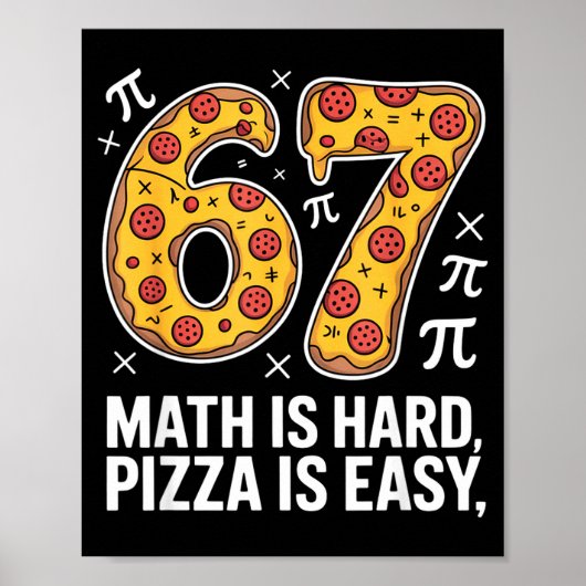 Poster Les maths sont difficiles, la pizza est facile, jo (Devant)