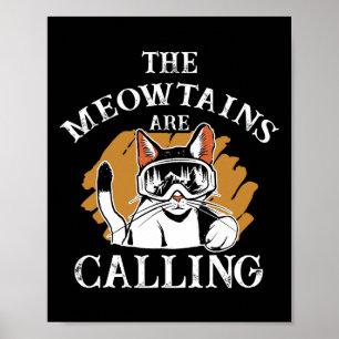 Poster Les Meowows Appelent Chats Skier Femmes Snowboa