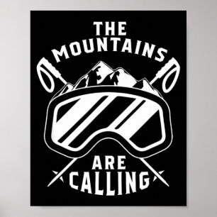 Poster Les montagnes appellent ski - lunettes de ski ski