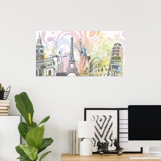 Poster Les monuments du monde (Bureau à domicile)