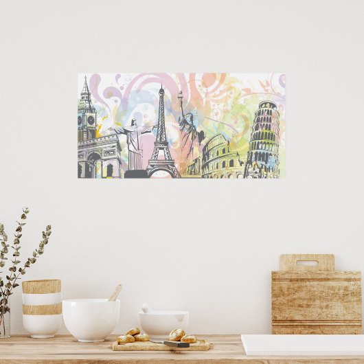 Poster Les monuments du monde (Cuisine)