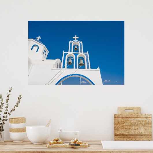 Poster Les monuments | Église grecque du dôme bleu (Cuisine)