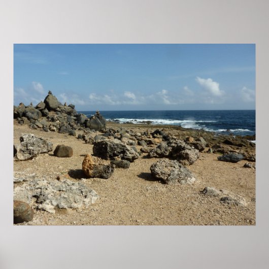 Poster Les monuments rocheux sur la côte d'Aruba (Devant)