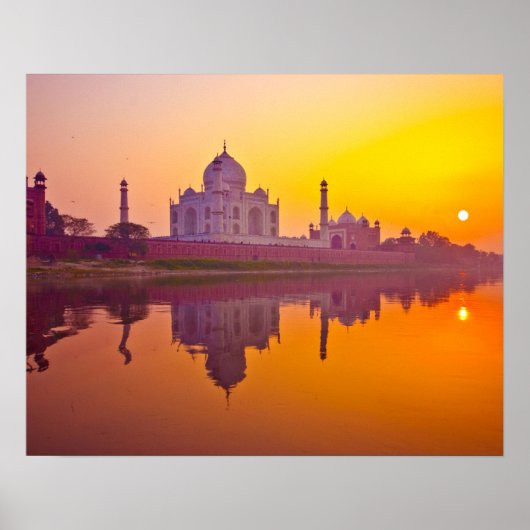 Poster Les monuments | Taj Mahal au coucher du soleil (Devant)