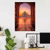 Poster Les monuments | Taj Mahal, Inde au coucher du sole (Bureau à domicile)