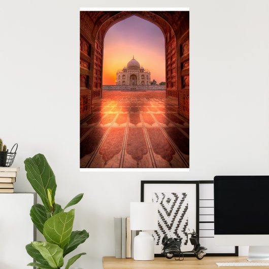Poster Les monuments | Taj Mahal, Inde au coucher du sole (Bureau à domicile)